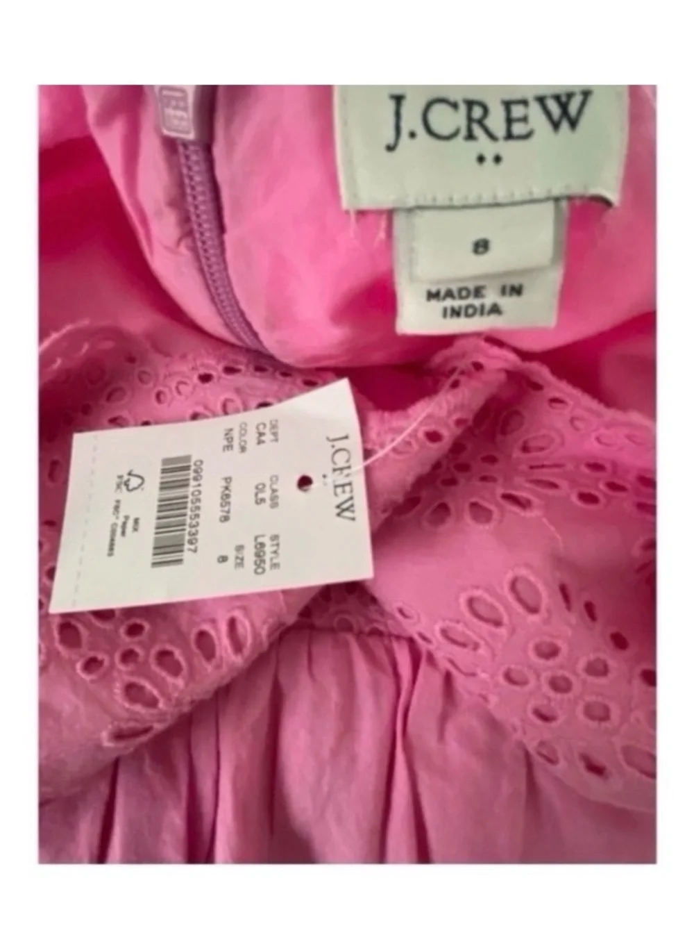 J. Crew Pink Eyelet Mini Dress